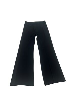 Kobi Halperin Black Wide Leg Trousers tuxedo satin leg inlay flat front back 10